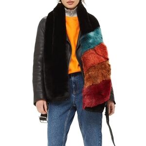 TOPSHOP | Faux Fir Colorblock Scarf